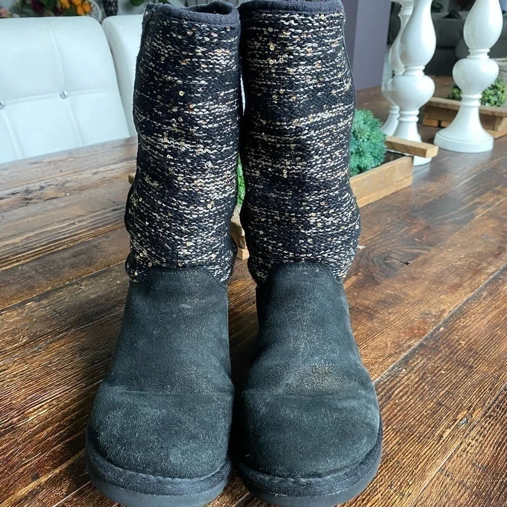 UGG Camaya Knit Sequin Suede Boots